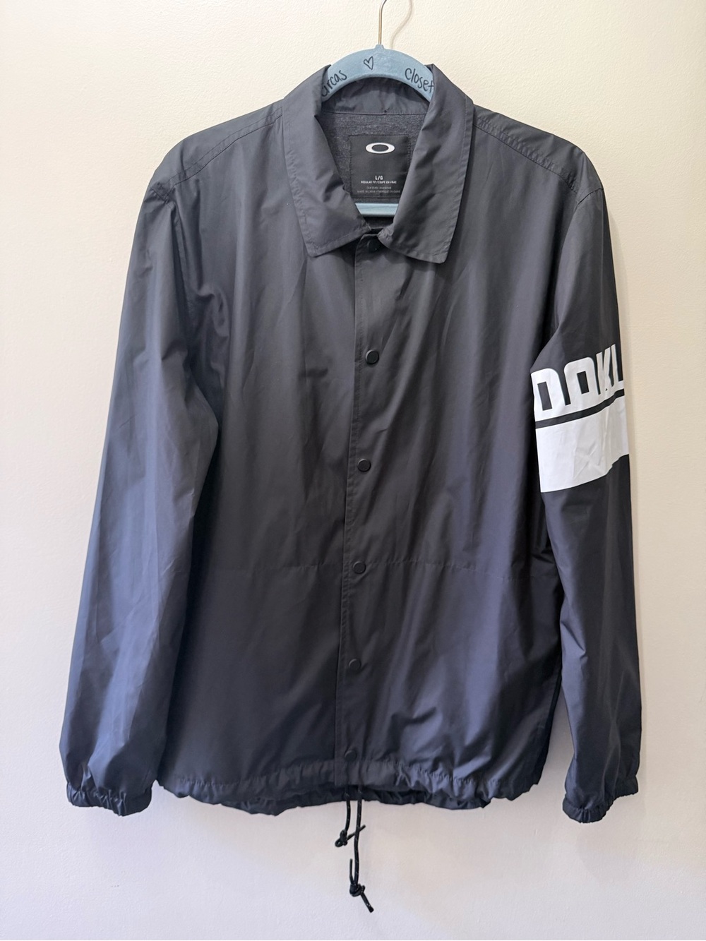 Oakley Logo Wind Breaker Jacket Swishy Black White Skate Bike Regular Men’s L